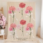 Personalised Birth Flower Soft Throw Blanket with Name Home Decor Birthday Anniversary Gift for Women