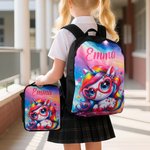 Personalised Cartoon Dinosaur Fantasy Unicorn Backpack Lunch Bag Pencil Case Set with Name Back to School Birthday Gift for Boys Girls