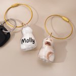 Portachiavi personalizzato trasparente a forma di gatto con nome per conservare i peli dell'animale domestico Regalo commemorativo di simpatia per i proprietari di gatti