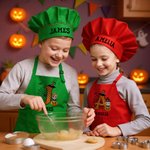 Spersonalizowany fartuch dla kucharza z imieniem i inicjałami do codziennego użytku Prezent na Halloween dla dzieci
