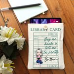 Personalisierte Bibliothek Karte Cartoon Charakter Buchhülle Schutz mit Fronttasche und Name Lesen Club Geburtstagsgeschenk für Bücherwürmer