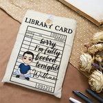 Personalisierte Bibliothek Karte Cartoon Charakter Buchhülle Schutz mit Fronttasche und Name Lesen Club Geburtstagsgeschenk für Bücherwürmer