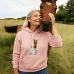 Personalised Embroidered Photo Design Multicolour T-shirt Sweatshirt Hoodie with Name Birthday Anniversary Gift for Horseback Riding Enthusiast
