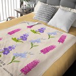 Personalised Birth Flower Soft Throw Blanket with Name Home Decor Birthday Anniversary Gift for Women