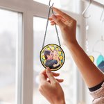Personalisierter Sonnenfänger im Buntglas-Stil | mit Familienfoto und Text | Fensterdeko | Geburtstag Geschenk für Mama Oma