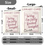 Personalized Library Card Name Waterproof Book Sleeve Protector with Front Pocket and Zipper Birthday Back to School Gift for Book Lovers Bookworms