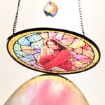 Personalisierter Sonnenfänger im Buntglas-Stil | mit Familienfoto und Text | Fensterdeko | Geburtstag Geschenk für Mama Oma