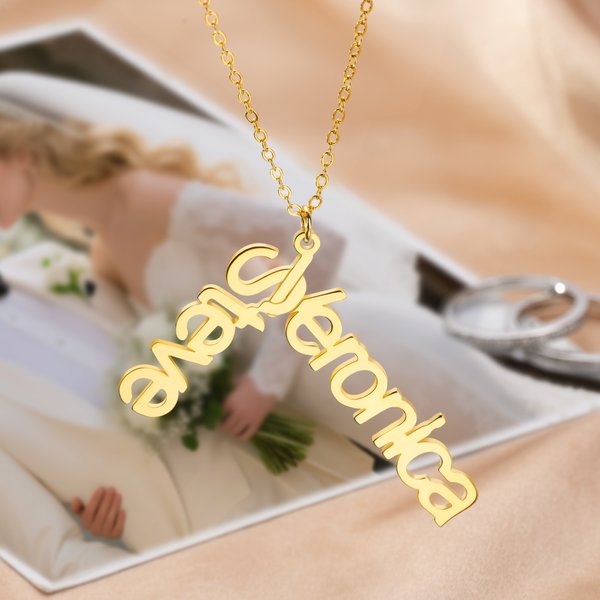 Personalisierte Dreieck Ring Halter Halskette mit Namen Zierlich Schmuck Geburtstag Jahrestag Hochzeit Geschenk für Frauen