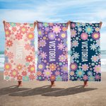Personlig flerfarget Sunny Flowers Quick Dry Oversized badehåndkle med navn sommerferie strandfest bursdagsgave til barn kvinner