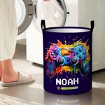 Personalisierte Tinte Splash Game Controller wasserdicht großen Wäschekorb mit Namen und Griff Geburtstag Housewarming Geschenk für Game Lover Freunde