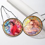 Personalisierter Sonnenfänger im Buntglas-Stil | mit Familienfoto und Text | Fensterdeko | Geburtstag Geschenk für Mama Oma