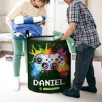 Personalisierte Tinte Splash Game Controller wasserdicht großen Wäschekorb mit Namen und Griff Geburtstag Housewarming Geschenk für Game Lover Freunde