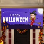 Spersonalizowany baner z postacią czarownicy z imieniem i tekstem Dekoracja na Halloween Upiorny prezent dla kobiet i przyjaciół