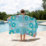Personlig flerfarget Sunny Flowers Quick Dry Oversized badehåndkle med navn sommerferie strandfest bursdagsgave til barn kvinner