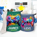 Personalisierte Tinte Splash Game Controller wasserdicht großen Wäschekorb mit Namen und Griff Geburtstag Housewarming Geschenk für Game Lover Freunde