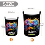 Personalisierte Tinte Splash Game Controller wasserdicht großen Wäschekorb mit Namen und Griff Geburtstag Housewarming Geschenk für Game Lover Freunde