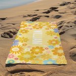 Personlig flerfarget Sunny Flowers Quick Dry Oversized badehåndkle med navn sommerferie strandfest bursdagsgave til barn kvinner
