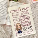 Personalisierte Bibliothek Karte Cartoon Charakter Buchhülle Schutz mit Fronttasche und Name Lesen Club Geburtstagsgeschenk für Bücherwürmer