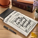 Personalized Library Card Name Waterproof Book Sleeve Protector with Front Pocket and Zipper Birthday Back to School Gift for Book Lovers Bookworms