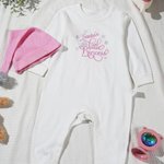 Conjunto de pelele y gorro de algodón 100% con nombre bordado personalizado Santa's Little Princess Baby Shower Christmas Gift for Baby Girls