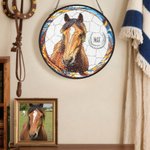 Personalised Stained Glass Horse Photo Suncatcher Ornament with Name Window Balcony Hanging Decor Birthday Gift for Horse Lovers
