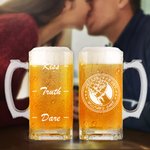Personalisierte Faust Design lustigen Text 16,6 oz Bierglas mit Namen und Griff Cheers Herausforderung Bar Spiel Oktoberfest Geschenk für Familie Freunde Bierliebhaber