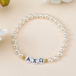 Pulsera de perlas con letras griegas personalizada joyería ajustable regalo de hermandad para mujeres día candidatura | Callie × Affinity Licensing