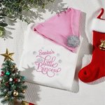 Conjunto de pelele y gorro de algodón 100% con nombre bordado personalizado Santa's Little Princess Baby Shower Christmas Gift for Baby Girls