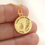 Gepersonaliseerde Baby Handafdruk Voetafdruk Ketting met Naam Geboorte Informatie Minimalistische Sieraden Verjaardag Verjaardag Cadeau voor Pasgeboren Baby Moeder