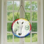 Personalised Stained Glass Horse Photo Suncatcher Ornament with Name Window Balcony Hanging Decor Birthday Gift for Horse Lovers