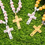 Personalized Baseball Softball Cross Beaded Necklace with Number Team Spirit Wear Game Day Birthday Gift for Kids Sports Fan