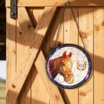 Personalised Stained Glass Horse Photo Suncatcher Ornament with Name Window Balcony Hanging Decor Birthday Gift for Horse Lovers