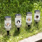 Lampe Solaire de Jardin Personnalisée avec Nom Titre Date Photo et Silhouette de Patte Cadeau de Commémoratif pour Propriétaire Animaux de Compagnie