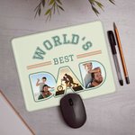 Personalizzato World's Best Dad 3 Photos Tappetino per mouse antiscivolo Forniture per la scrivania dell'ufficio Compleanno Festa del Papà Regalo di Natale per papà