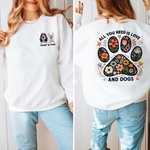 Personnalisé 1-3 Mignon 3D Cartoon Dogs T-shirt Sweatshirt avec Nom Anniversaire Adoption Cadeau pour Femmes Amoureux des Chiens