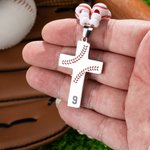 Personalized Baseball Softball Cross Beaded Necklace with Number Team Spirit Wear Game Day Birthday Gift for Kids Sports Fan