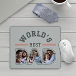Personalizzato World's Best Dad 3 Photos Tappetino per mouse antiscivolo Forniture per la scrivania dell'ufficio Compleanno Festa del Papà Regalo di Natale per papà