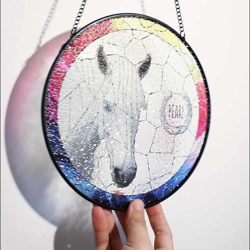 Personalized Stained Glass Horse Photo Suncatcher Ornament with Name Window Balcony Hanging Decor Birthday Gift for Horse Lovers 6