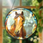 Personalised Stained Glass Horse Photo Suncatcher Ornament with Name Window Balcony Hanging Decor Birthday Gift for Horse Lovers