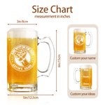 Personalisierte Faust Design lustigen Text 16,6 oz Bierglas mit Namen und Griff Cheers Herausforderung Bar Spiel Oktoberfest Geschenk für Familie Freunde Bierliebhaber