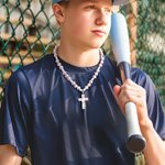 Personalized Baseball Softball Cross Beaded Necklace with Number Team Spirit Wear Game Day Birthday Gift for Kids Sports Fan
