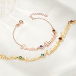 Personalizado 1-4 Familia Piedras de nacimiento y nombres Pulsera Minimalista Joyería Cumpleaños Día de la Madre Regalo de Navidad para las mujeres