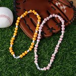 Personalised Baseball Softball Acrylic Beaded Necklace with Name Team Spirit Wear Game Day Birthday Gift for Teenagers Baseball Softball Players