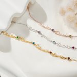 Collana personalizzata con 1-5 pietre e nomi di famiglia Gioielli minimalisti Anniversario Regalo di compleanno per donne