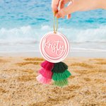 Personalisierte Multicolor überlappenden Kreis Acryl Tasche Charme mit Namen und Quaste Strand Party Geburtstag Geschenk für Familie Freund