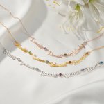Collana personalizzata con 1-5 pietre e nomi di famiglia Gioielli minimalisti Anniversario Regalo di compleanno per donne