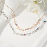 Collana personalizzata con 1-5 pietre e nomi di famiglia Gioielli minimalisti Anniversario Regalo di compleanno per donne