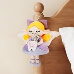 Personalised Cute Tooth Fairy Plush Doll Hanging Pillow with Name and Pocket Glass Bottle Bedroom Decoration Tooth Loss Souvenir Gift for Kids