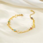 Personalizado 1-4 Familia Piedras de nacimiento y nombres Pulsera Minimalista Joyería Cumpleaños Día de la Madre Regalo de Navidad para las mujeres