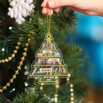 Personlig bokklubb julgran klar akrylprydnad med 1-9 namn och text julklapp för familj vänner bokälskare